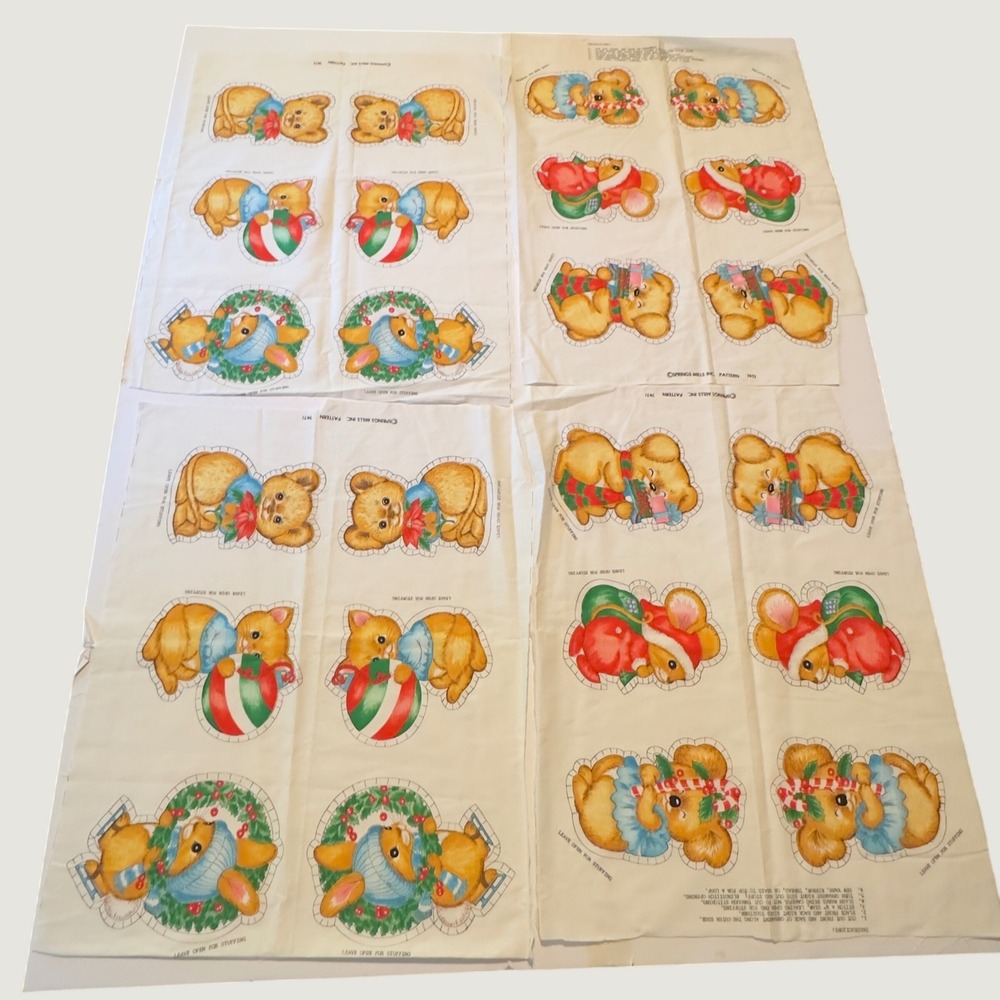 Springs Mills Christmas Animal Ornament Fabric Panel Vintage DIY Craft 7471